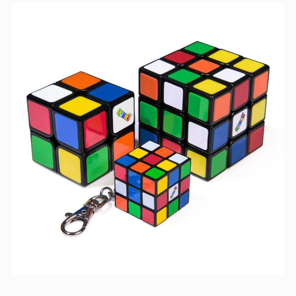 New!Rubik’s Cube Family Pack, Original 3x3 Cube, 2x2 Cube & 3x3 keychain